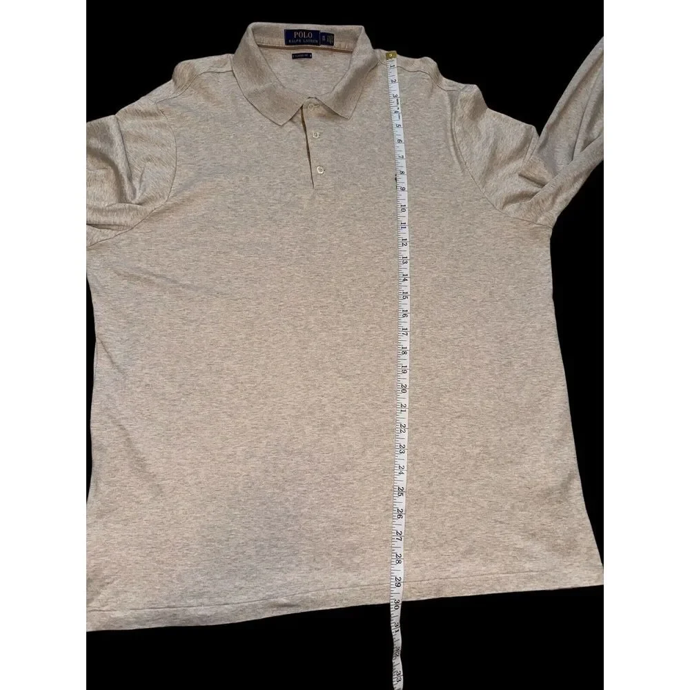RALPH LAUREN Mens XL Beige Heather Long Sleeve‎ Button Down Polo Classic Fit